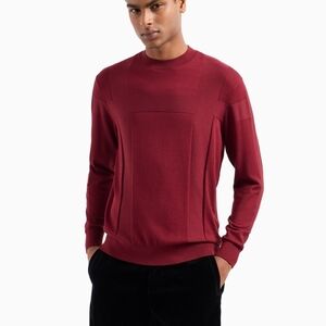 Armani Exchange Men's Burgundy Crewneck Sweater